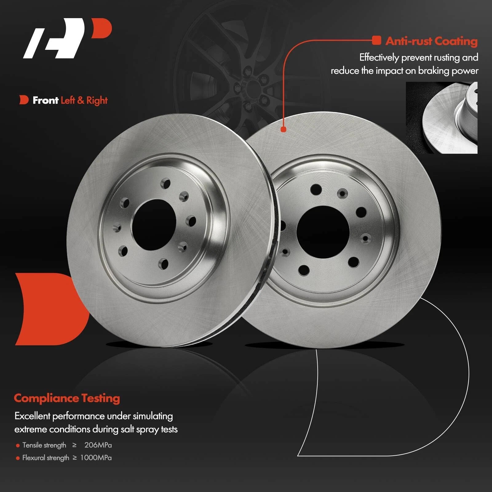 Front Disc Brake Rotors and Ceramic Pads for Cadillac CTS STS (2006–2007)