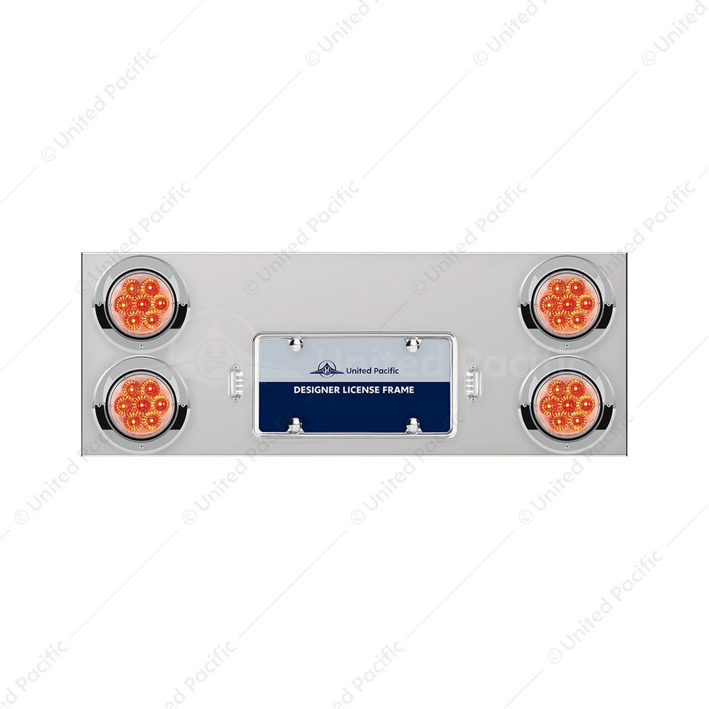 Rear Stainless Center Tail Panel Replacement w/ 4 Red LED Lights for Toyota