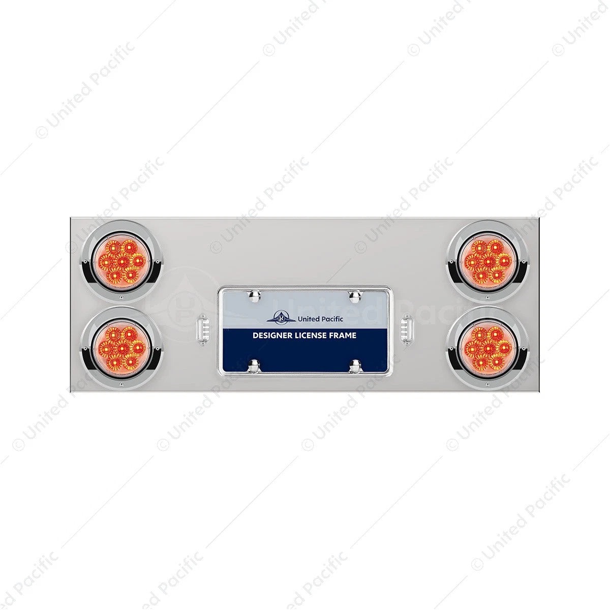 Rear Stainless Center Tail Panel Replacement w/ 4 Red LED Lights for Toyota