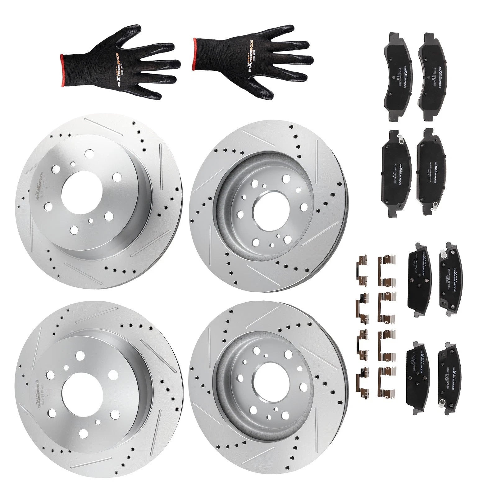 Front Rear Brake Disc Rotors + Brake Pads for GMC Sierra 1500 (2014–2018) / Yukon XL (2015–2020)