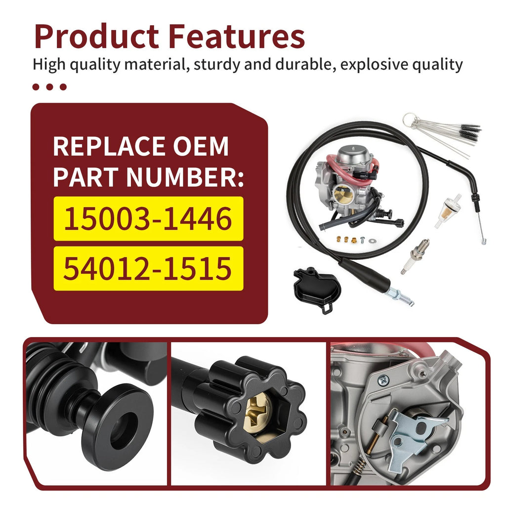 Carburetor for Kawasaki Prairie 400 KVF400 2x4 4x4 (1999–2002) w/ Cable
