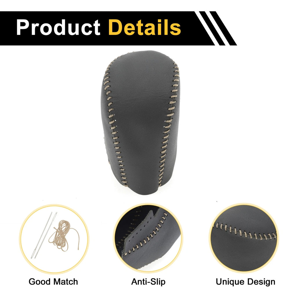 1 Pc Gear Shift Knob Cover for Honda Civic (2016–2021) Black Beige Faux Leather
