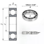 Deep Groove Ball Bearing 6016 for Scooter Skateboard Wheel (80x125x22mm)