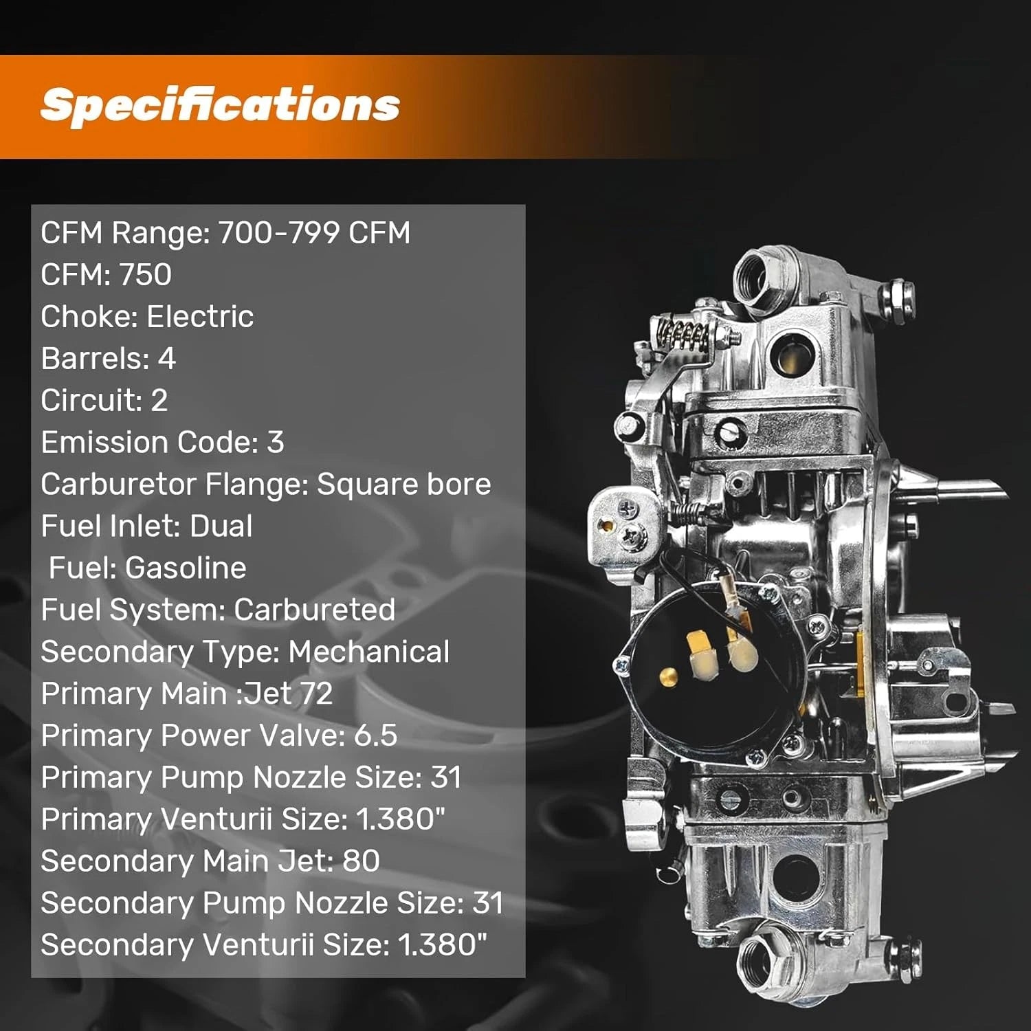 750CFM Carburetor for Holley Quick Fuel 4150 (Double-Pumper, E-Choke)