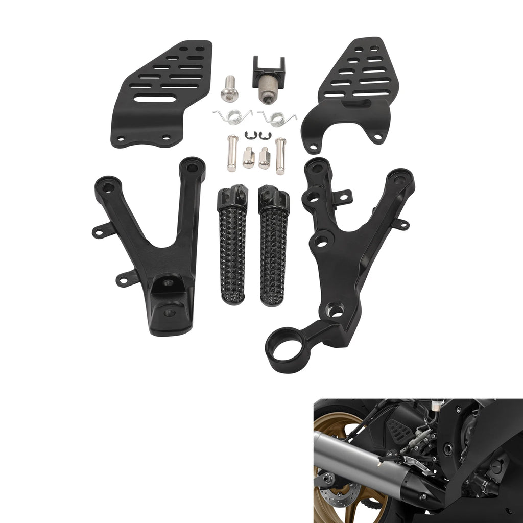 Foot Pegs Footrest Bracket Kit for Yamaha YZF R6 (2006–2016) - Black