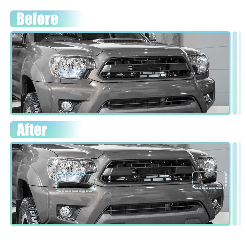 Set of 2 Front Headlight Bumper Grille Filler Trim Panels for Toyota Tacoma (2012–2015)