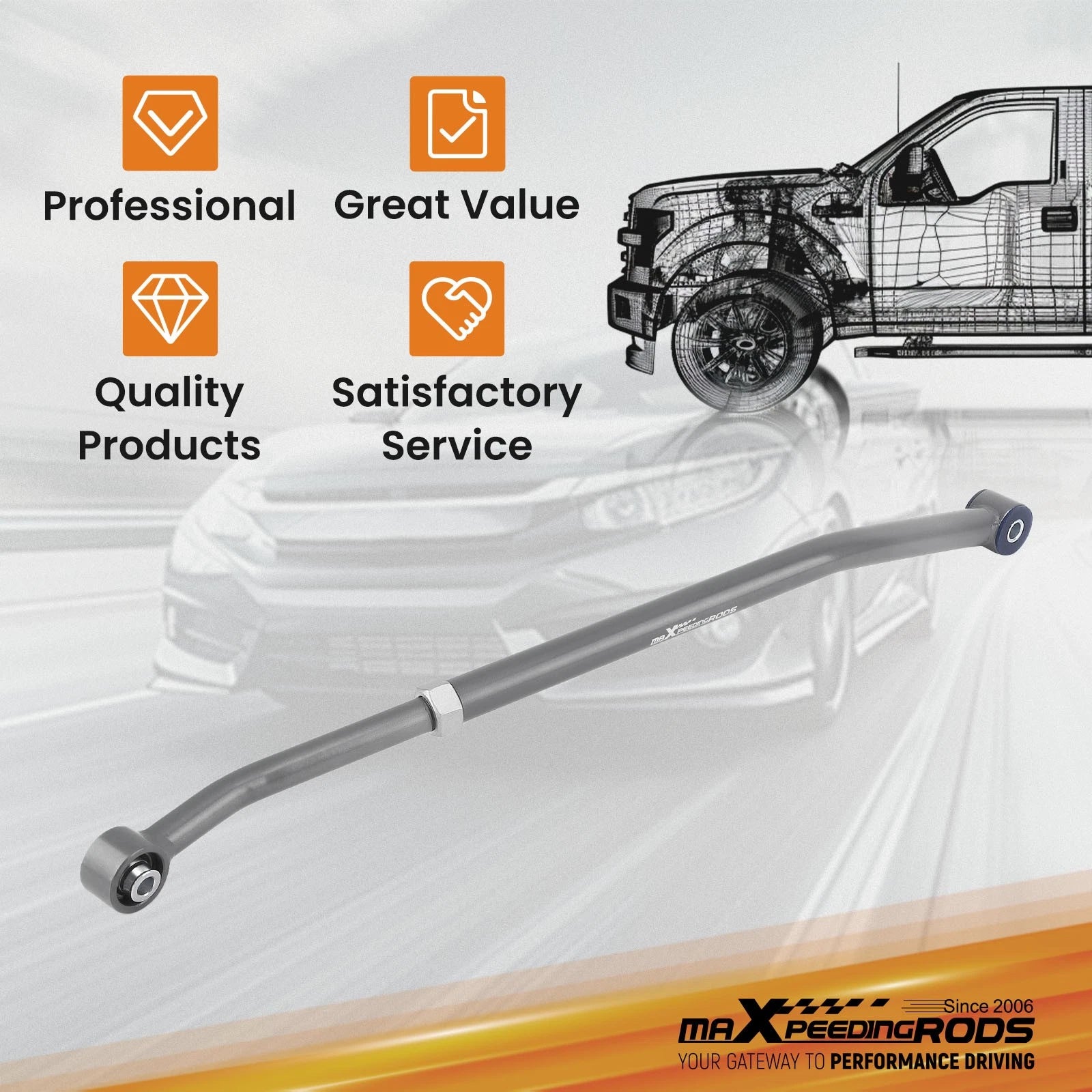 Adjustable Rear Track Bar for Jeep Wrangler TJ (1997–2006) w/1-6" Lift