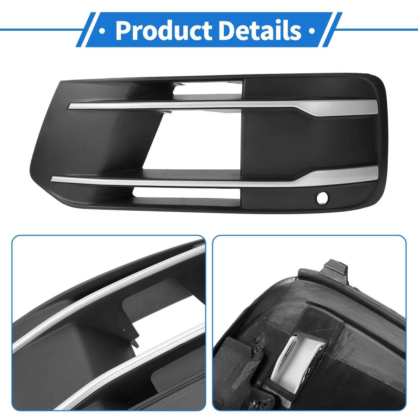 1pc Fog Light Grill for Audi Q7 (2016–2020) No. 4M0807681T Black Silver Tone