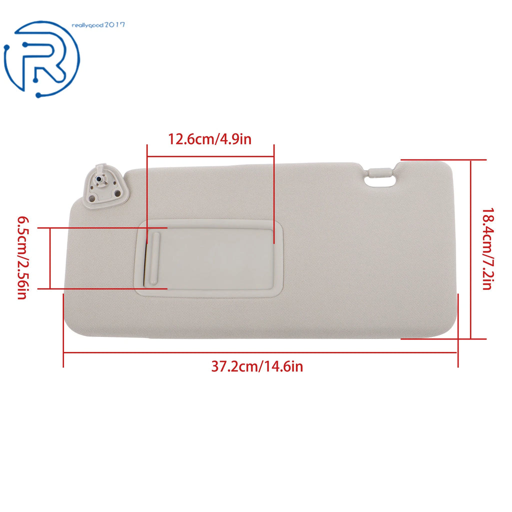 Driver Side Sun Visor Shade for Nissan Versa (2007-2012) Gray Plastic