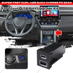 USB-C PD + USB-A QC3.0 Charger Kit for Toyota Corolla Cross (2022–2023) RAV4 (2018–2024)