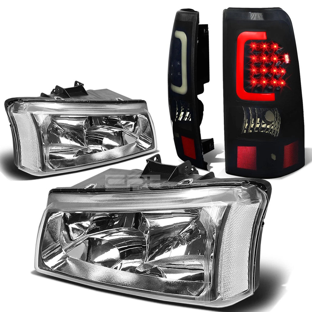 Chrome Clear Corner Headlight & Black Smoked 3D LED Tail Light for Silverado (2003–2007)