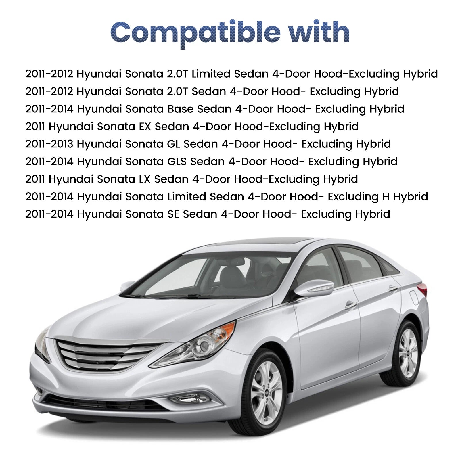 2X Front Hood Gas Lift Supports for Hyundai Sonata (2011–2014)