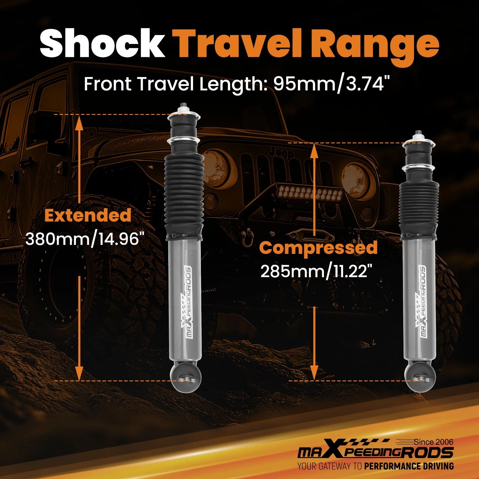 Front Lowering Shocks for Chevrolet S10/GMC Sonoma (1982-2004) 2"-5" Drop