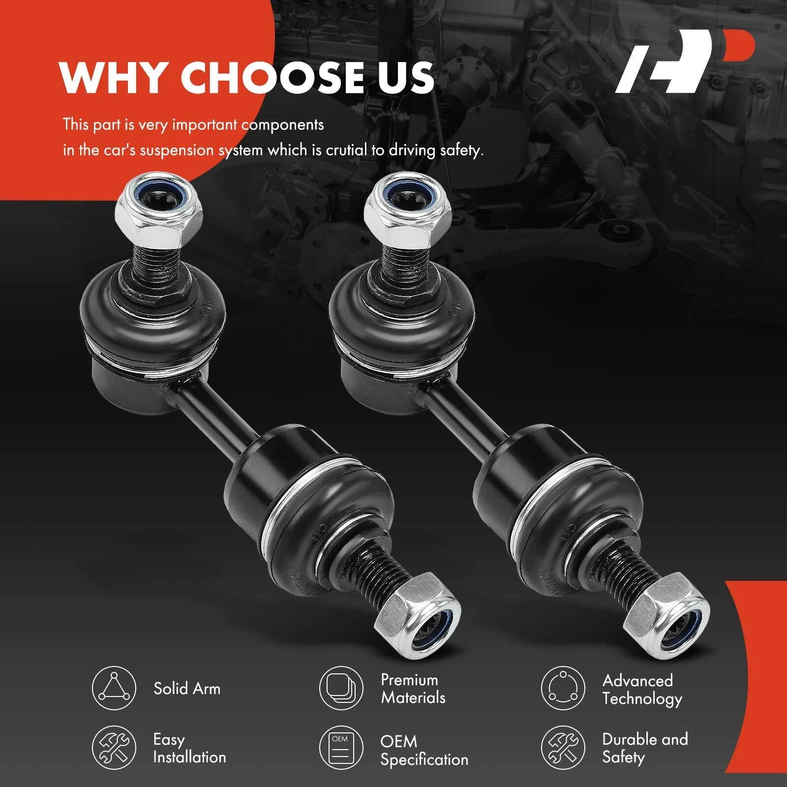 2X Rear Stabilizer Bar Link for Hyundai Sonata (2011–2015) Kia Optima (2011–2015)