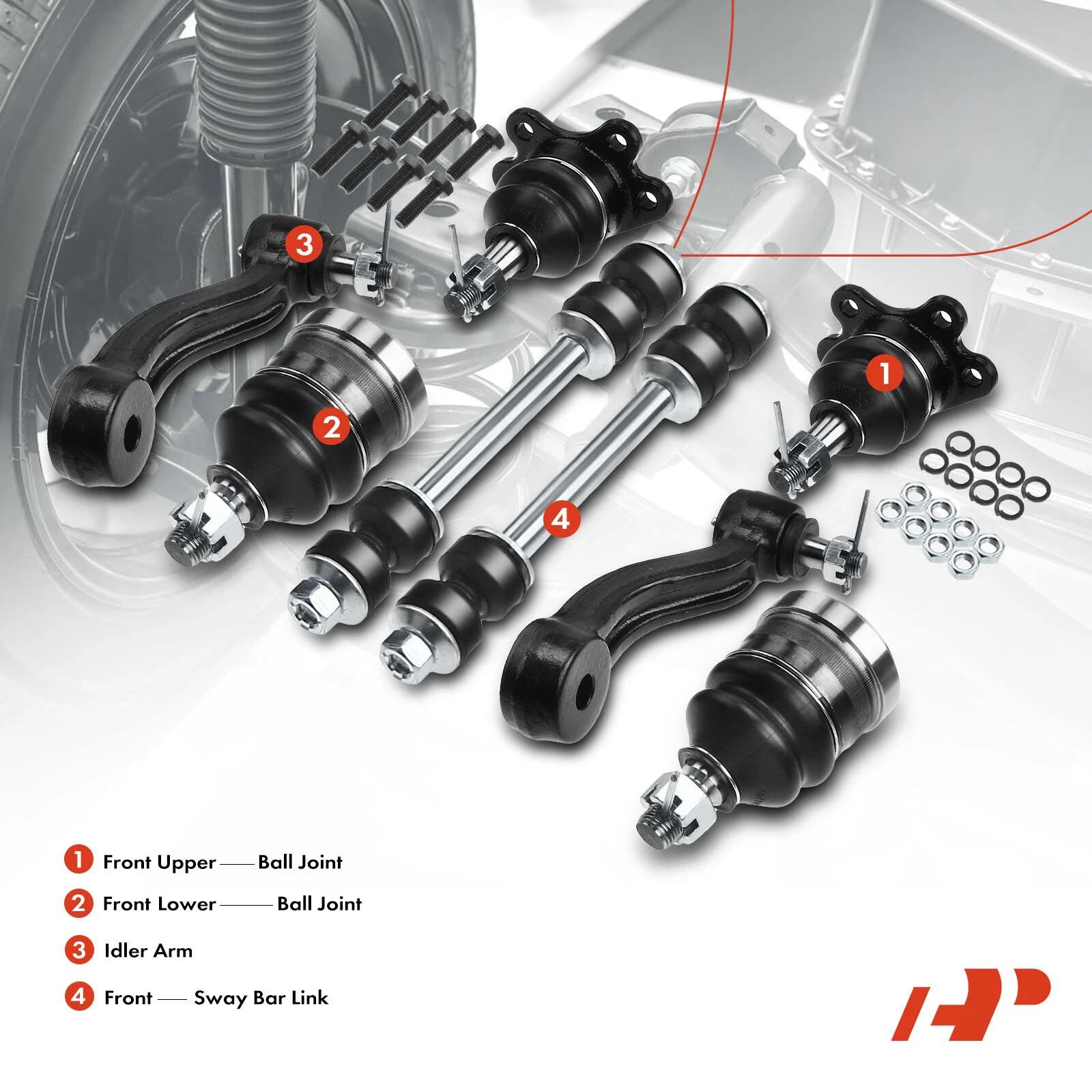 Set of 8 Front Ball Joint Sway Bar Links for Chevy Express 1500 2500 (1996–2002)