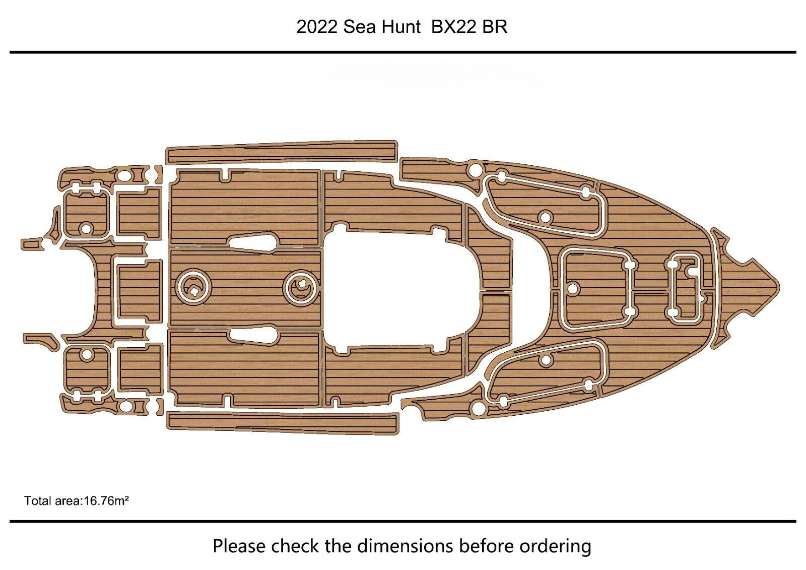 EVA Pads for Sea Hunt BX22 BR (2022) - Foam Teak Deck Flooring