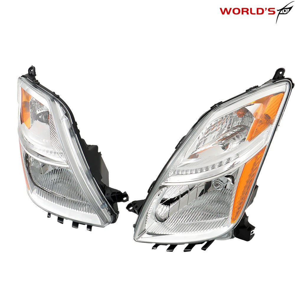 Set of 2 Chrome Bezel Headlights for Toyota Prius (2006–2009)