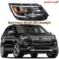 Black Housing Headlights for Ford Explorer Sport (2016–2018) Halogen DRL Right