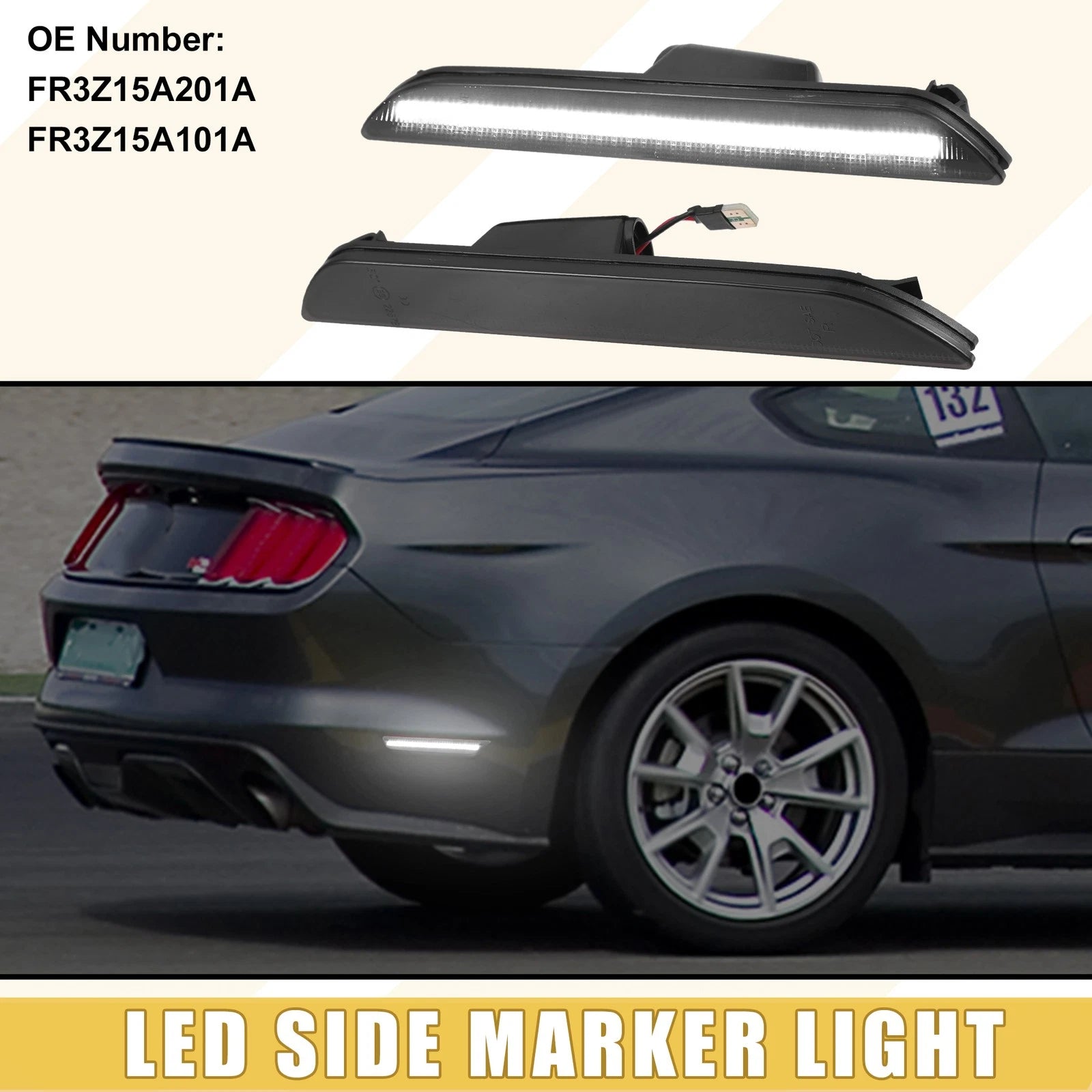2X Rear LED Side Marker Light for Ford (2013–2014) FR3Z-15A201-A