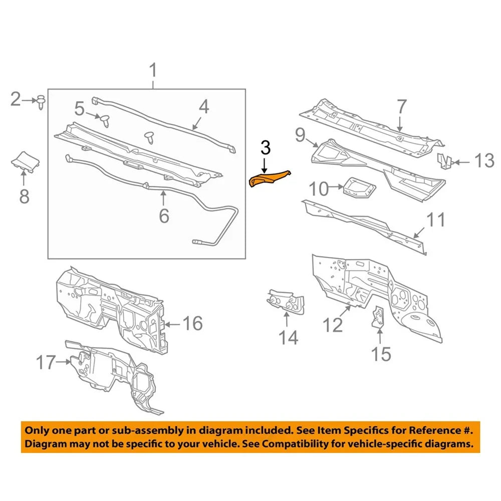 Right Side Windshield Cowl Vent Cover for Chevrolet Silverado