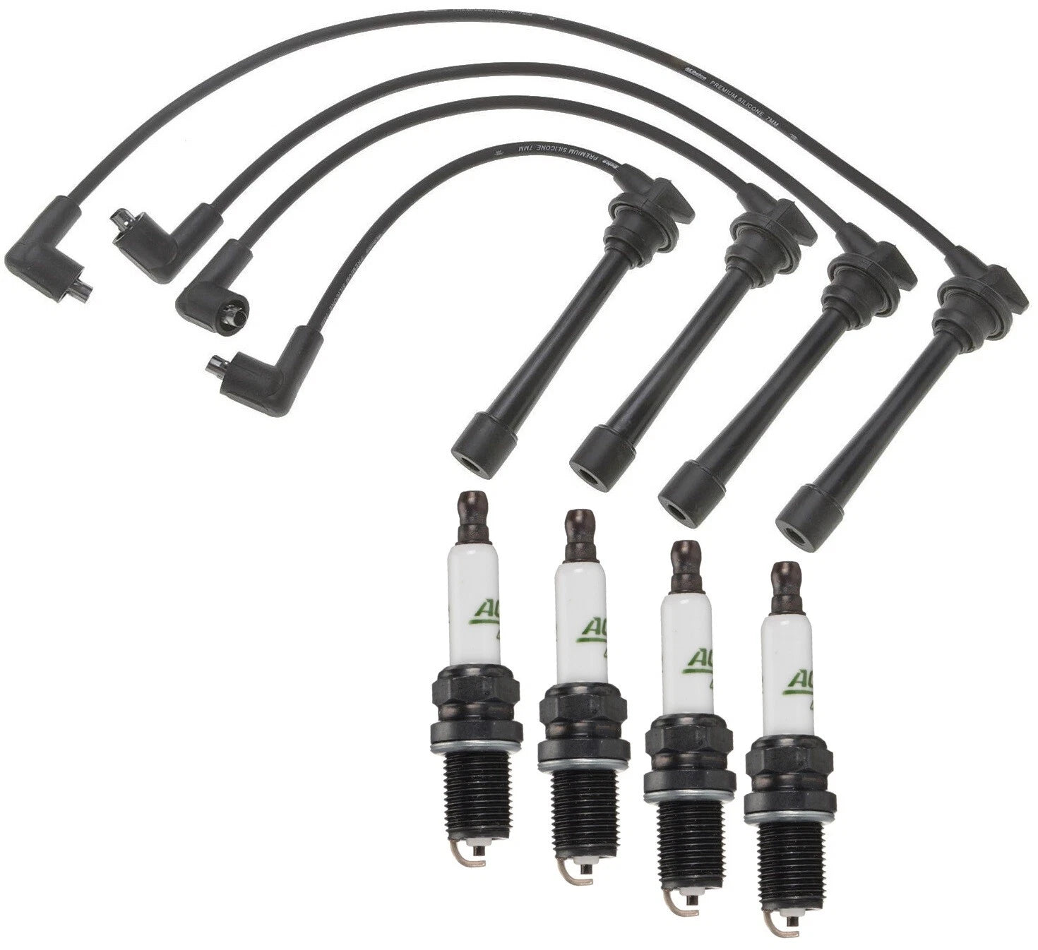Set of 4 Ignition Wires & ACDelco Spark Plugs for Elantra Tucson