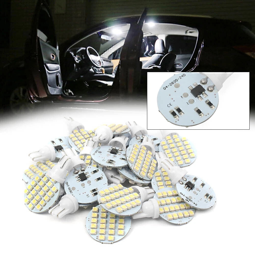 20Pcs T10 921 194 24SMD LED Cold White Interior Lights Bulbs for RV Trailers