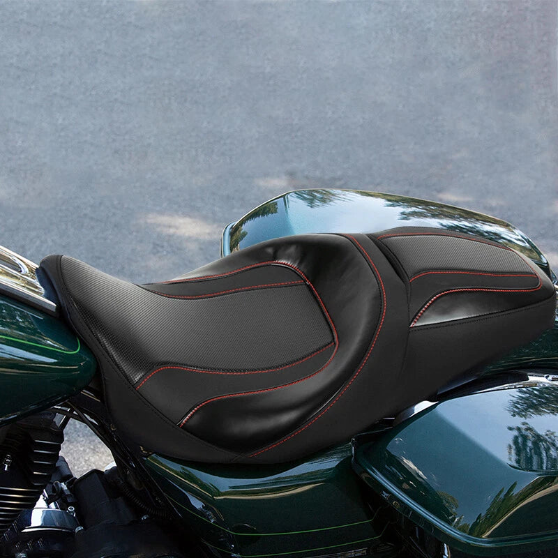 Black Driver Passenger Seat for Harley Touring CVO Street Glide (2009–2023)