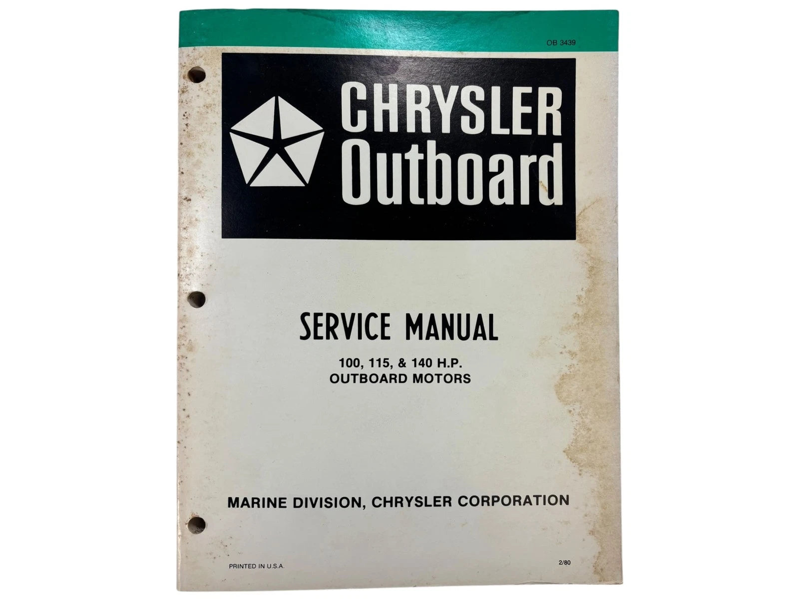 Service Manual for Chrysler Outboards OB3439 (100/115/140 HP)