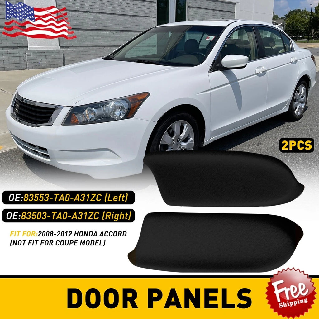 Set of 2 Black Door Panel Armrest Covers for Honda Accord (2008â2012)