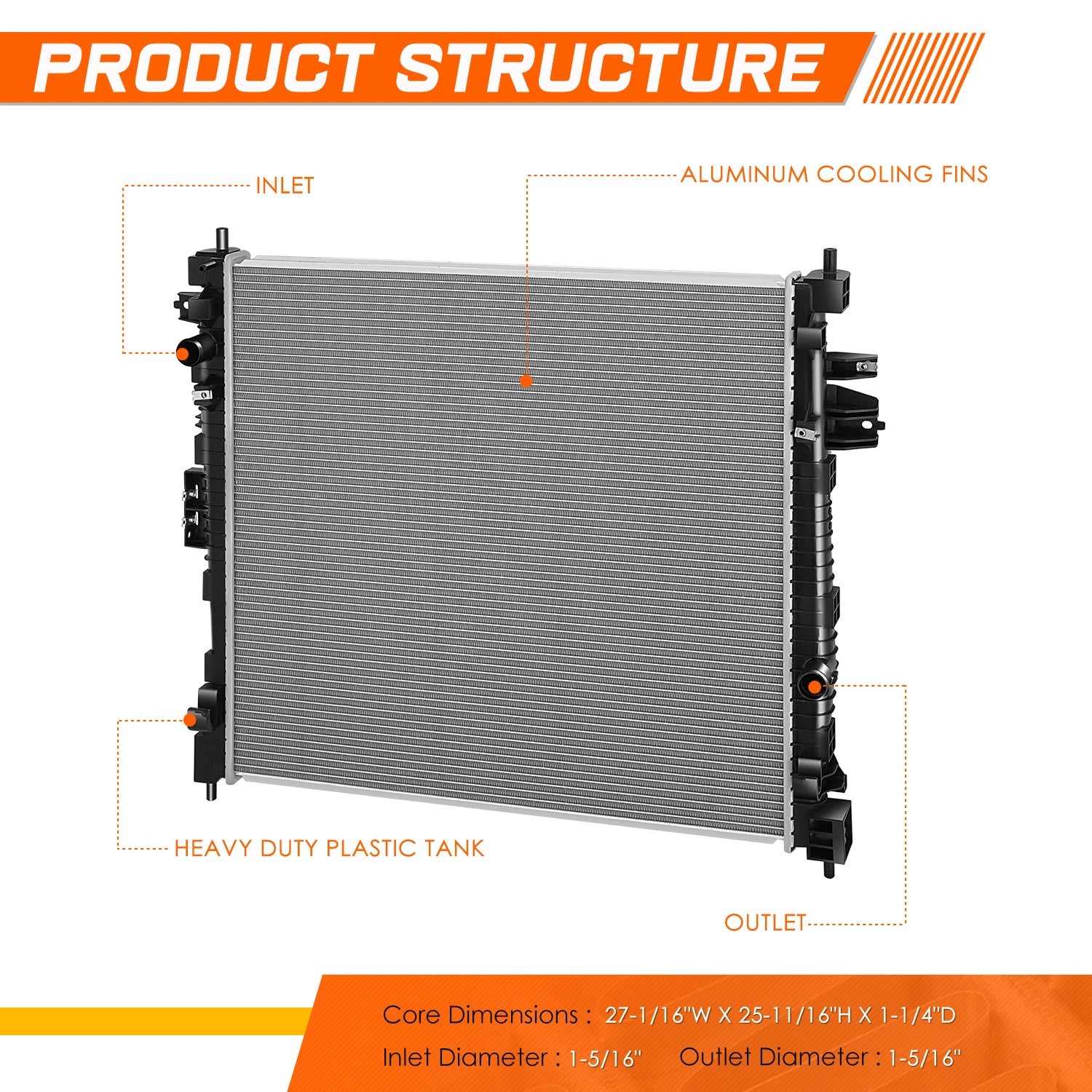 Aluminum Core Cooling Radiator for Chevy Traverse 2.0L (2018–2019) DPI-13759