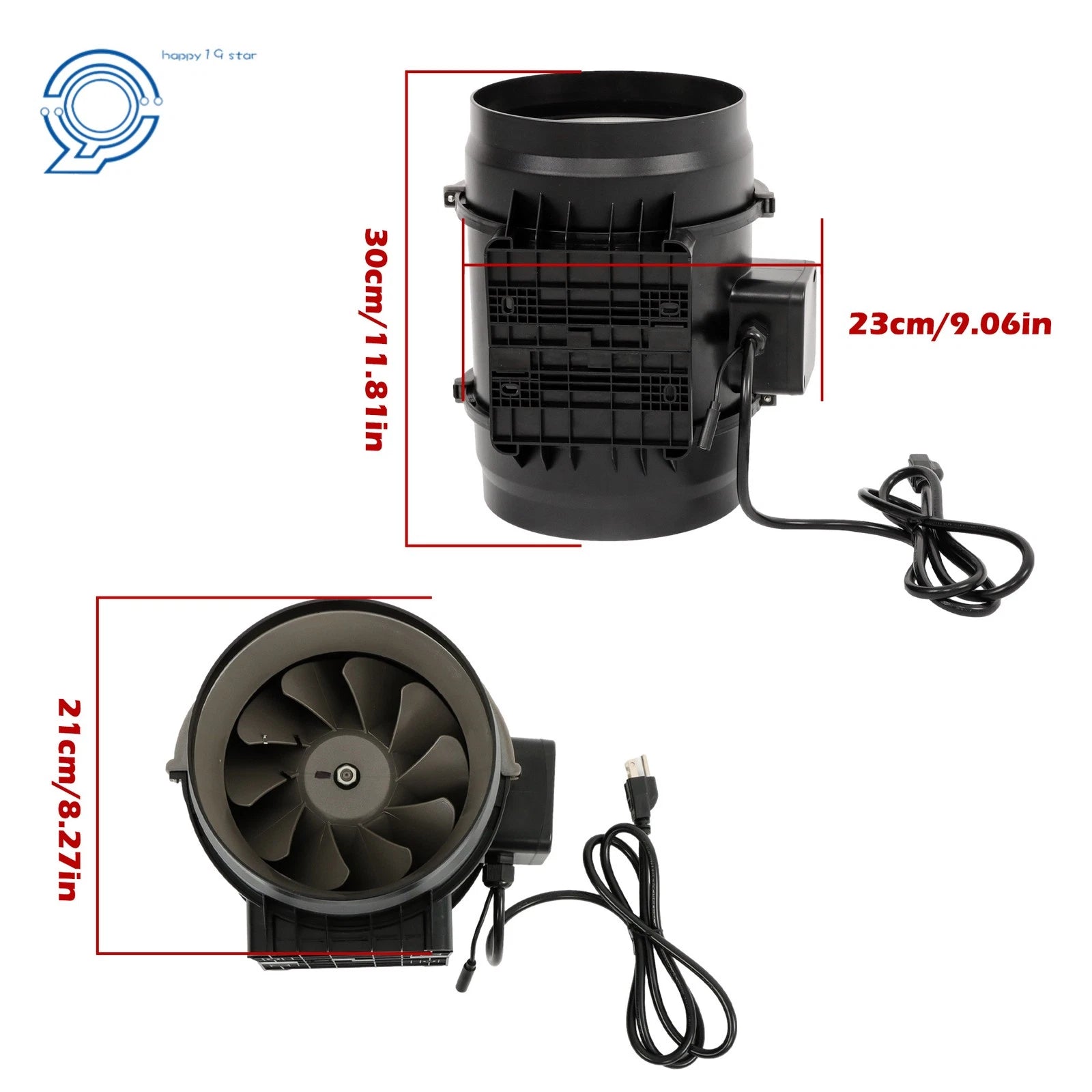 Inline Duct Fan 8 Inch 807 CFM EC Motor Temp Humidity Controller