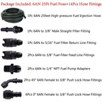 25FT 6AN Fuel Line Hose for EFI LS Fuel Injection