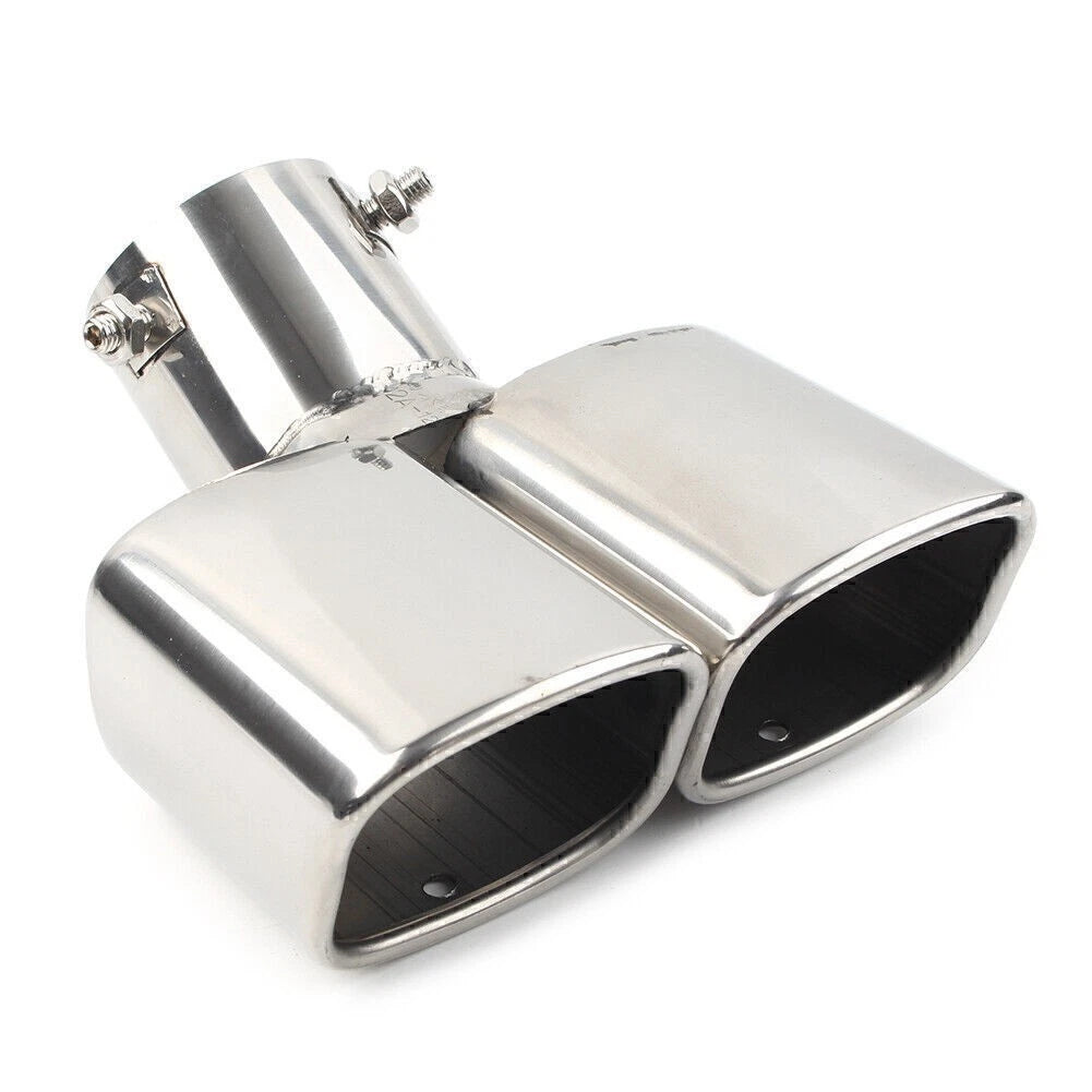 Dual Stainless Steel Exhaust Pipe Tail Muffler Tip for Universal Fit