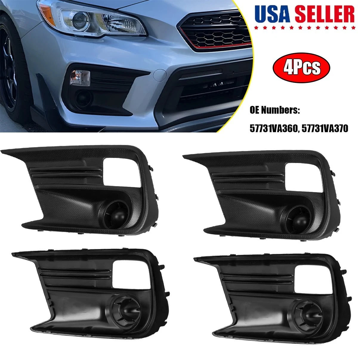 Set of 2 Fog Light Lamp Bezel Covers for Subaru WRX STI (2018–2021)