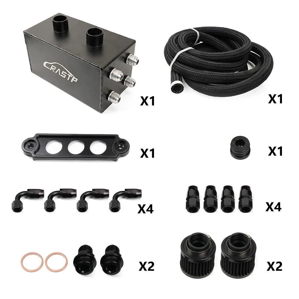 10AN Oil Catch Can Reservoir Tank for Universal Applications (4 Port)