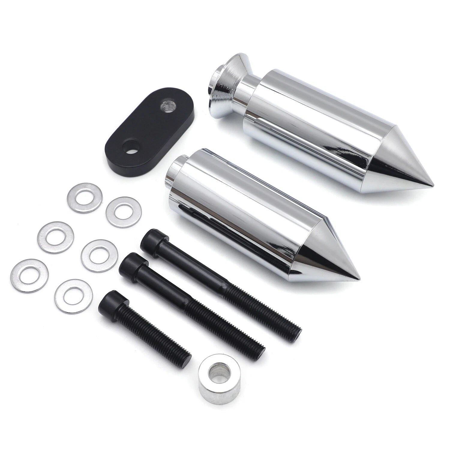 Chrome Spike Frame Slider Guard Crash Protector Pad for Yamaha YZF R6 (2006–2007)