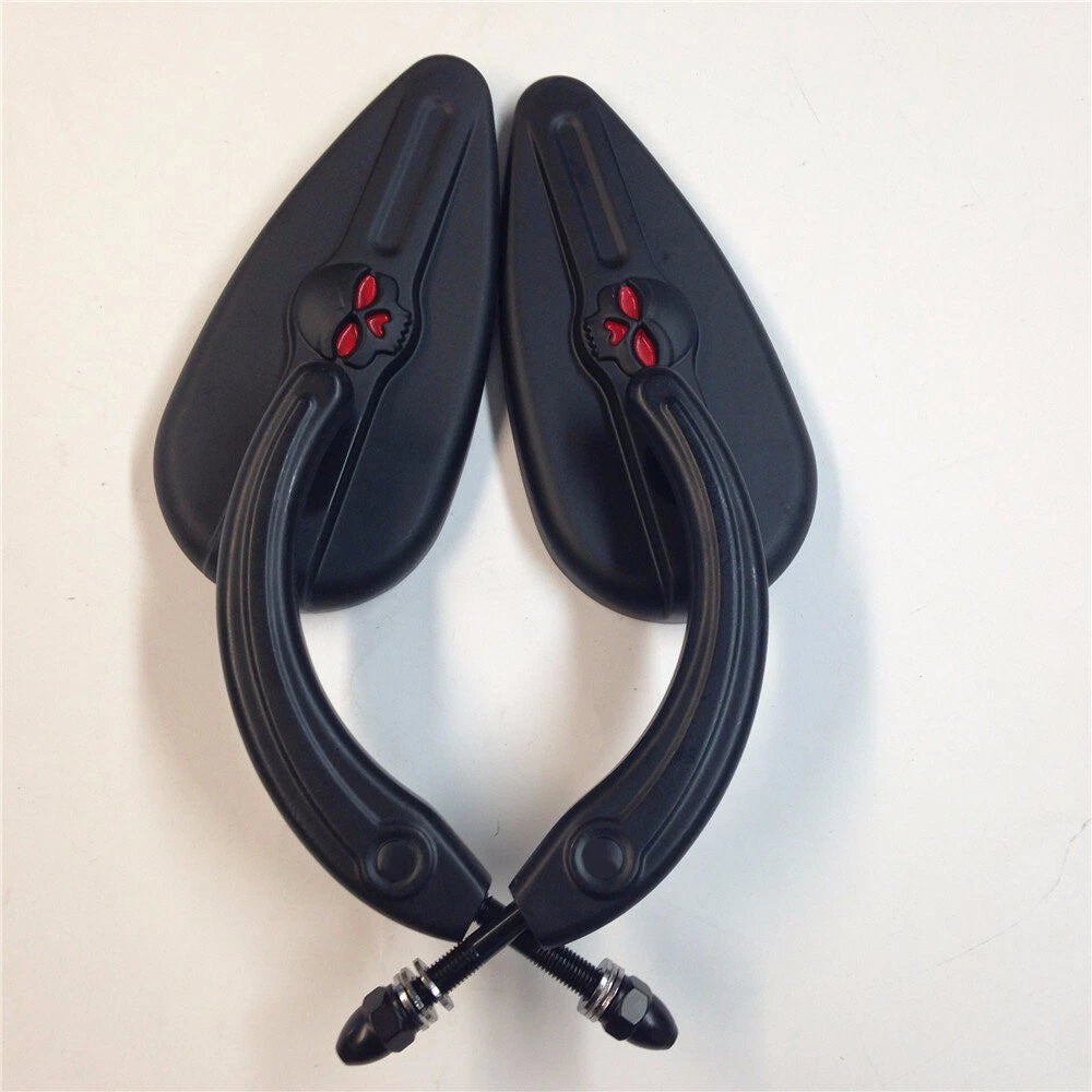 Black Skull Side Mirror for Harley Super Glide Dyna Sportster (2006–2023)