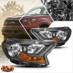 Factory Style Headlight Set for Ford Ranger XL XLT (2019–2023) - Black Housing, Amber Corner