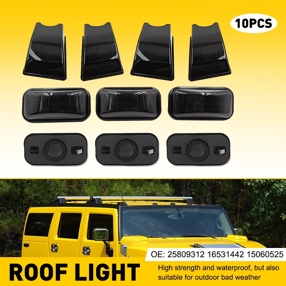 10x Smoked Roof Cab Marker Light Covers for Hummer H2/SUT (2003–2009)