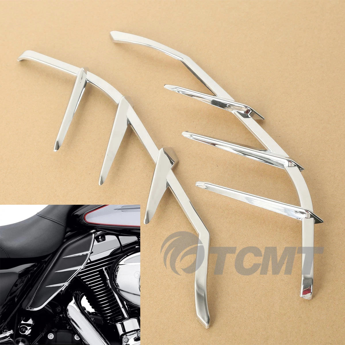 Chrome Mid-Frame Air Deflectors Trims for Harley Touring Tri Glide (2009–2023)