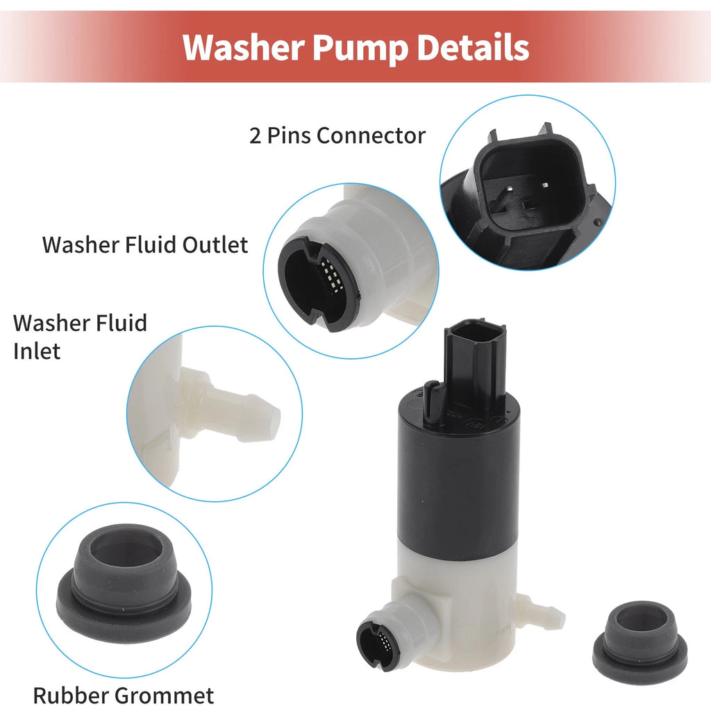 Windshield Washer Pump w/Grommet for Dodge Neon (1995–2005) No. 55077241AB