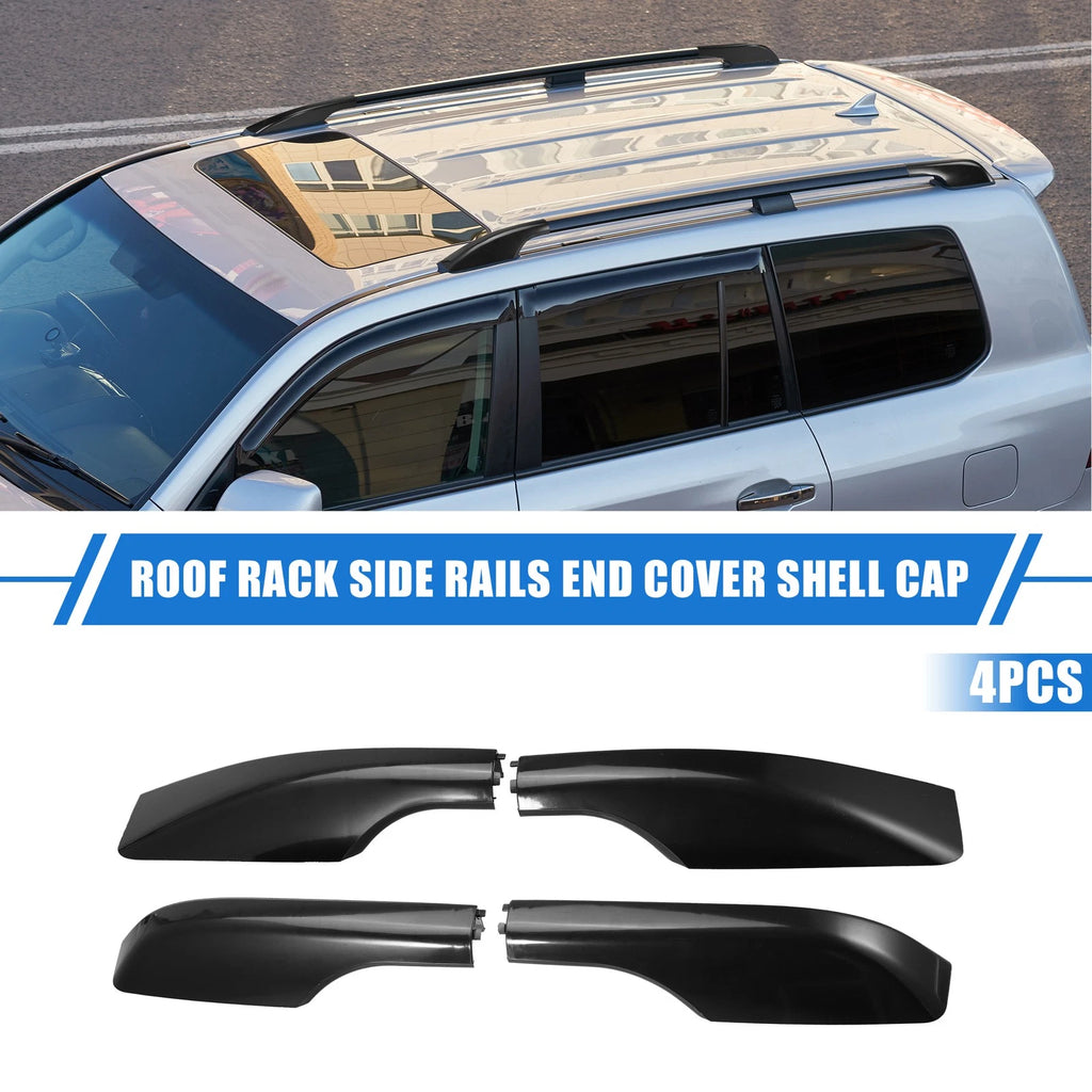 Set of 4 Roof Rack Side Rails End Covers for Toyota Land Cruiser (2008–2021) Black