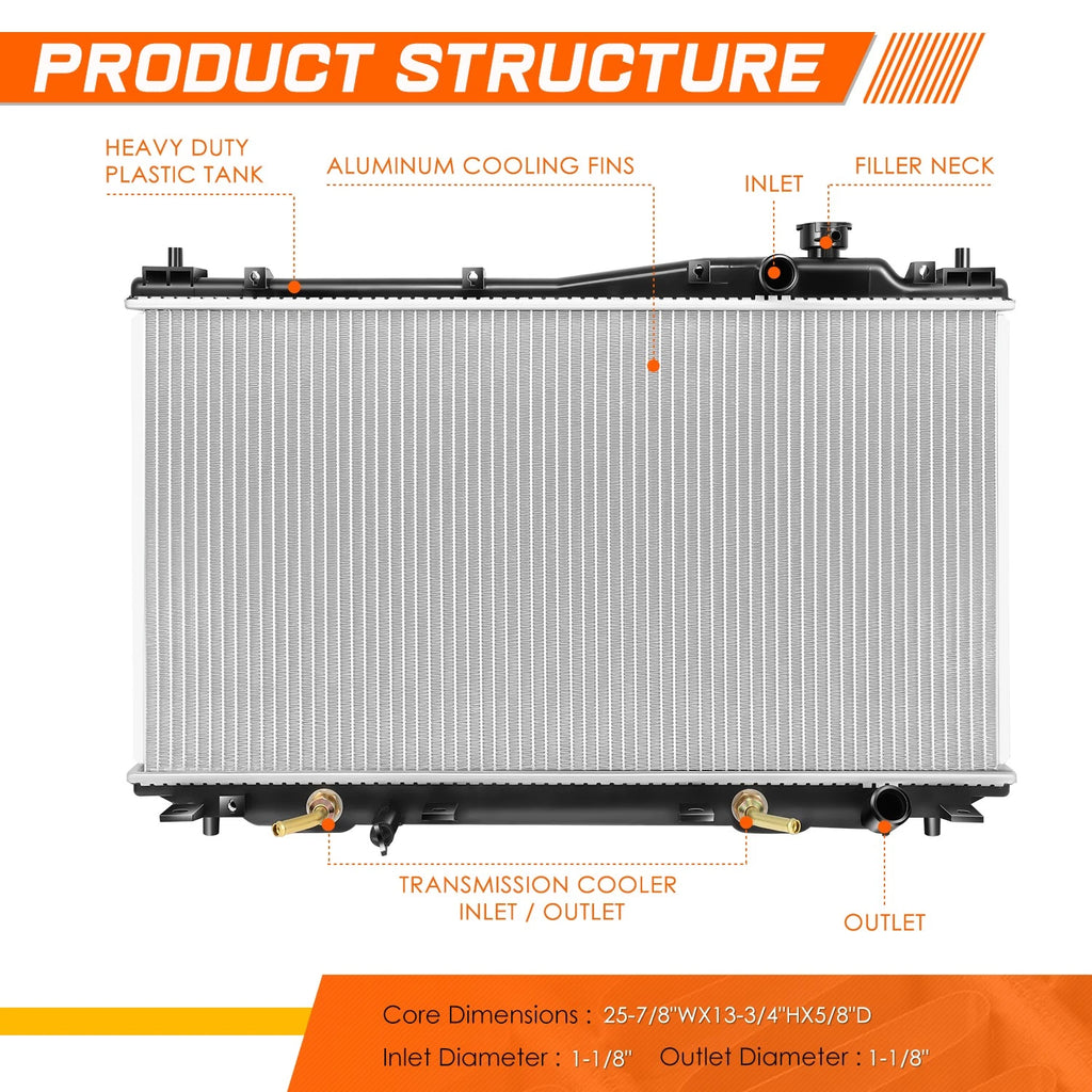 Full Aluminum Core Radiator for Honda Civic 2001–2005 1.7L AT DPI-2354