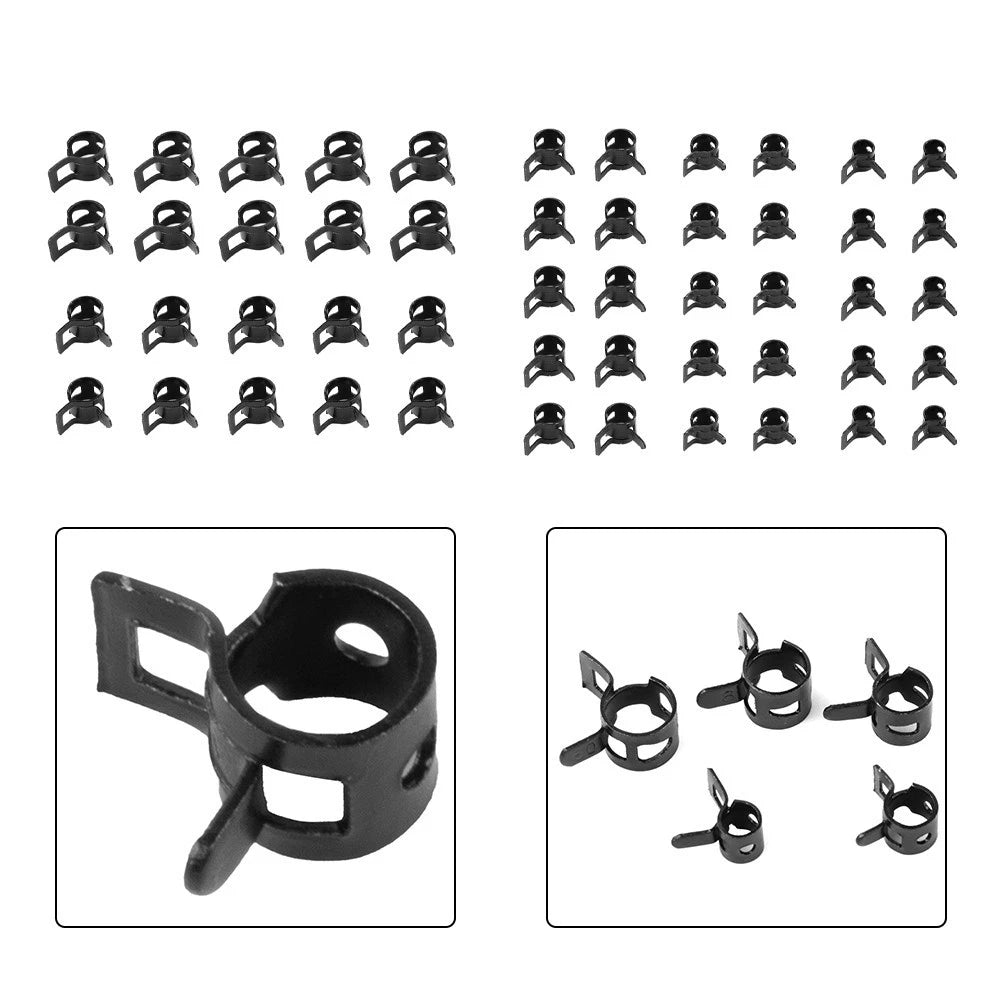 50PCS Black Steel Spring Hose Clips for Silicone Hoses