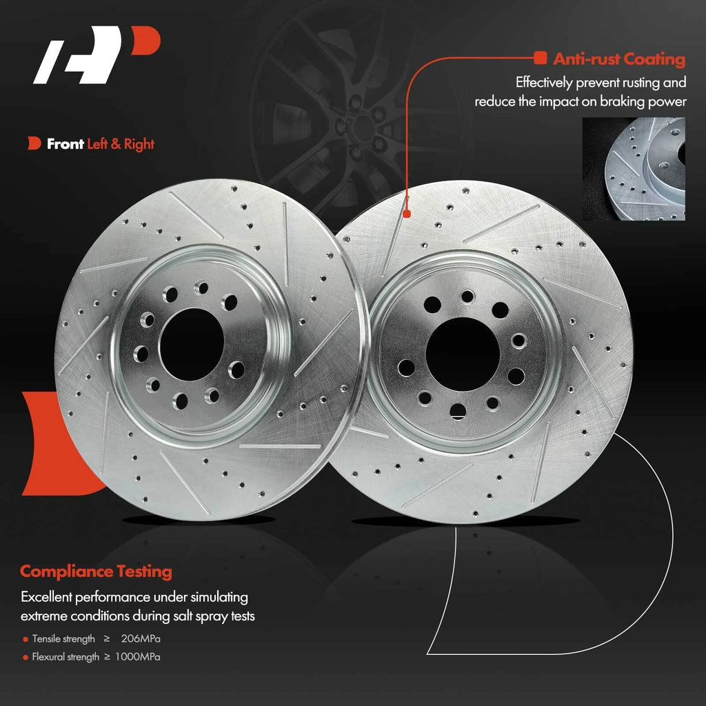 Front Side Drilled Brake Rotors & Ceramic Pads for Jeep Cherokee (2018–2022)