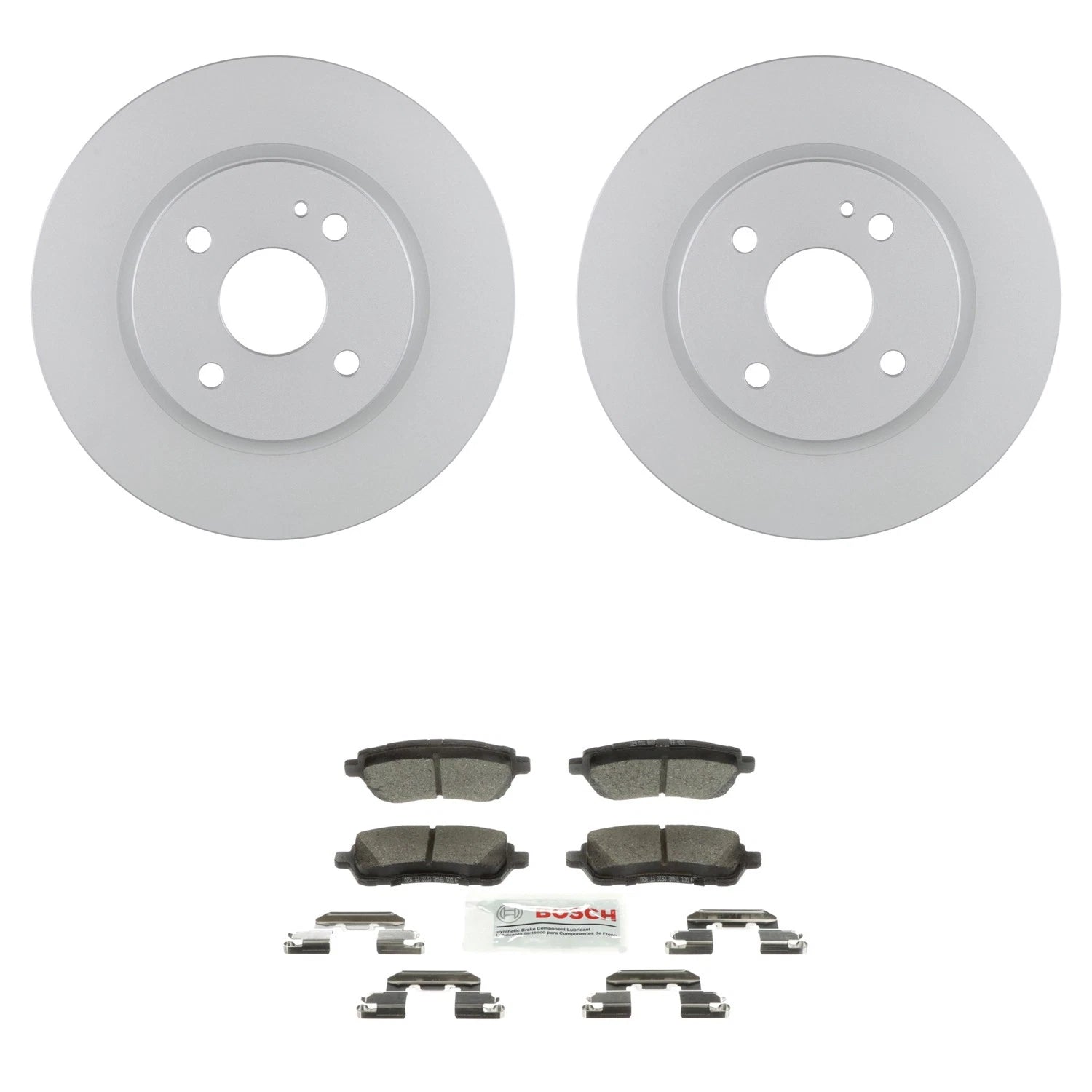 Bosch Front Quietcast Rotors & Blue Ceramic Disc Brake Pad Kit for Mazda 2 (2011–2014)