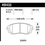 Set of 2 Brake Pads for Subaru Impreza Legacy 9-2X