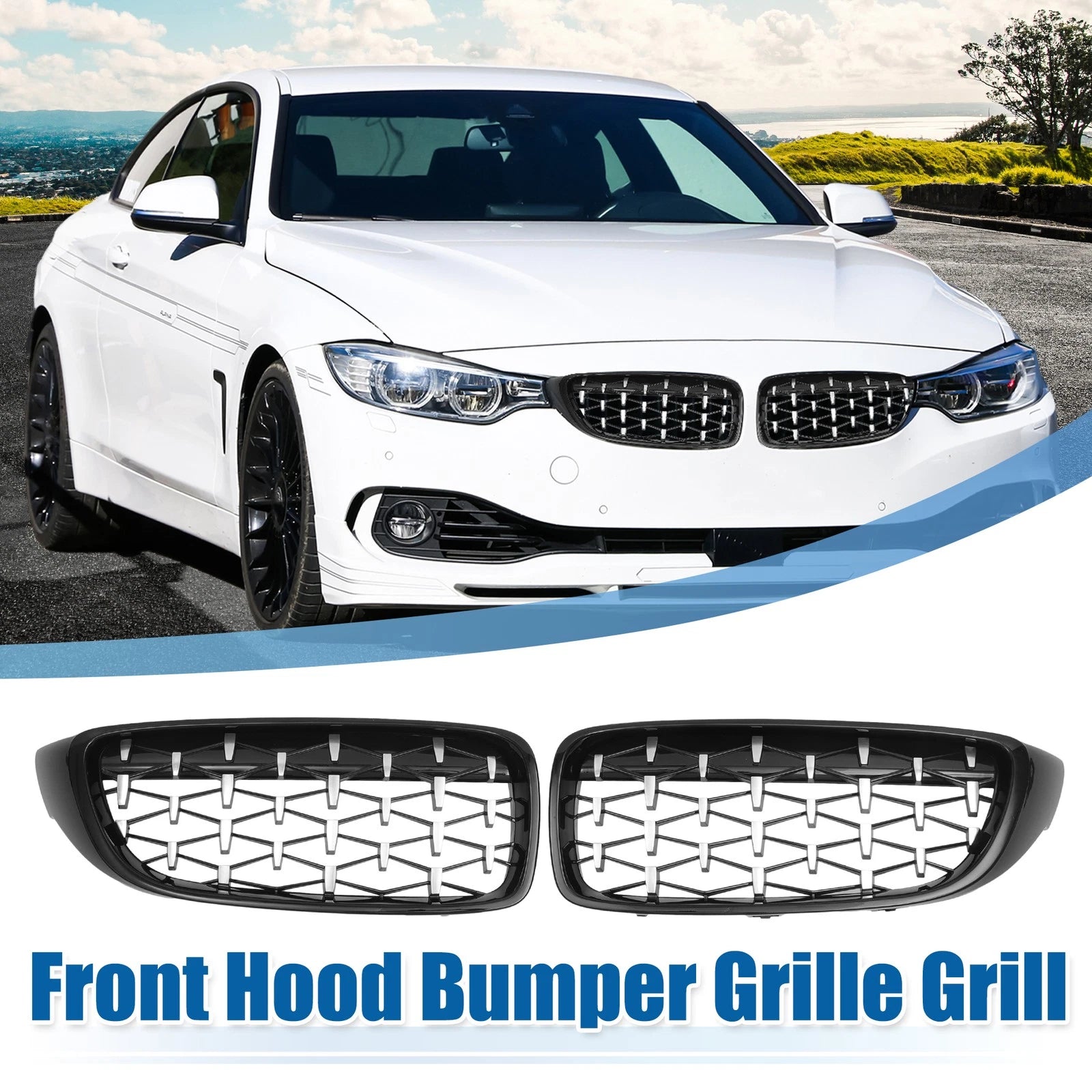 1 Pair Front Hood Bumper Grille for BMW 428i xDrive 430i xDrive 440i (2014–2020) 767153888595