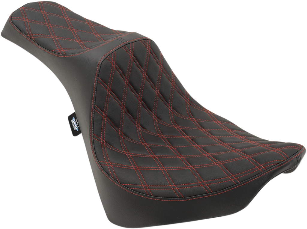 Predator III Seat for Harley-Davidson (2000–2023) - Double Diamond, Red Stitching