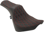 Predator III Seat for Harley-Davidson (2000–2023) - Double Diamond, Red Stitching